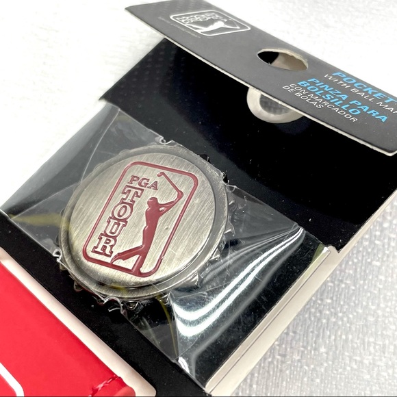 PGA Tour Golf Metallic Pocket Clip With Ball Marker Tango Red New - Picture 7 of 16